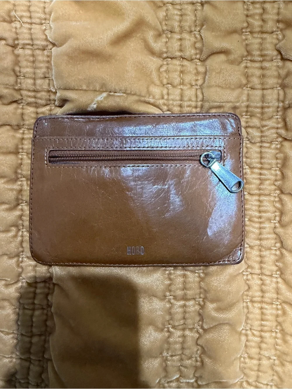 Hobo euro slide wallet in truffle polished leather